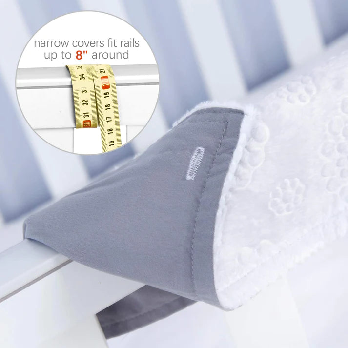 Moonsea Crib Rail Cover for Teething – Soft Padded Crib Rail Protector | Crib Teething Guard, Bite Guard & Crib Rail Guard for Baby Toddlers, Grey & White