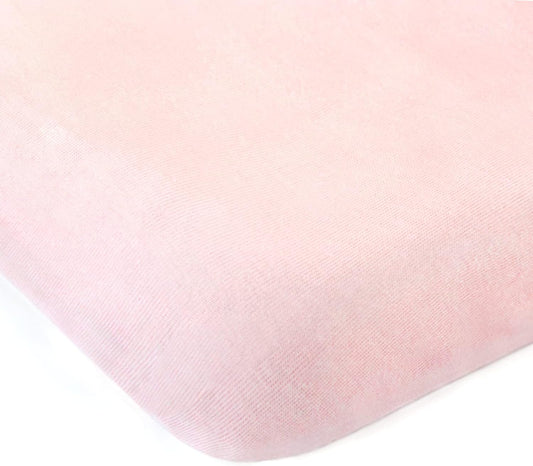 Travel Crib Sheet - 100% Organic Cotton, Fits Guava Lotus, Baby Bjorn, Dream on Me Travel Crib Light Playard, Pink-Moonsea Bedding