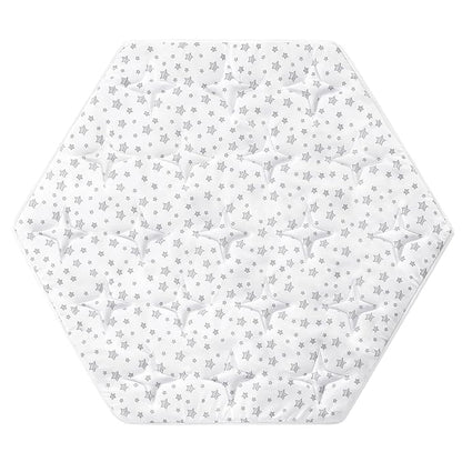 Baby Play Mat | Hexagon Playpen Mat - Compatible with POP 'N GO Baby Playpen, White Stars - Moonsea Bedding