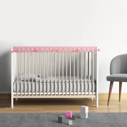 Moonsea Crib Rail Cover for Teething – Soft Padded Crib Rail Protector | Crib Teething Guard, Bite Guard & Crib Rail Guard for Baby Toddlers, Pink & White