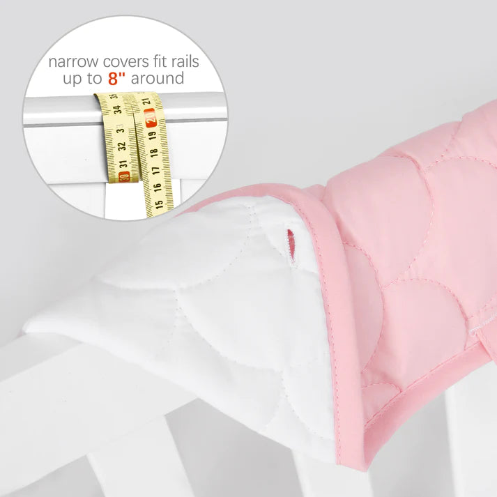 Moonsea Crib Rail Cover for Teething – Soft Padded Crib Rail Protector | Crib Teething Guard, Bite Guard & Crib Rail Guard for Baby Toddlers, Pink & White