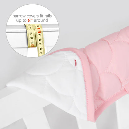 Moonsea Crib Rail Cover for Teething – Soft Padded Crib Rail Protector | Crib Teething Guard, Bite Guard & Crib Rail Guard for Baby Toddlers, Pink & White