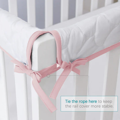 3 Piece Crib Rail Cover- Set from Chewing, Pink & White