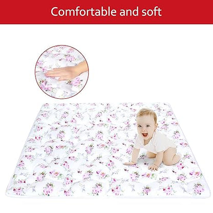 Baby Play Mat | Playpen Mat - Large Padded Tummy Time Activity Mat for Infant & Toddler, Floral