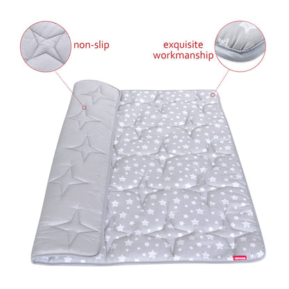 Baby Play Mat | Playpen Mat - Square 59" x 59", Large Padded Tummy Time Activity Mat for Infant & Toddler, Grey Star