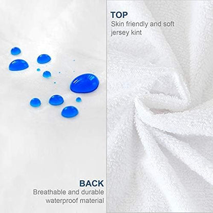 Waterproof Cotton Terry Pillow Protectors with Zipper, 4 Pack,White