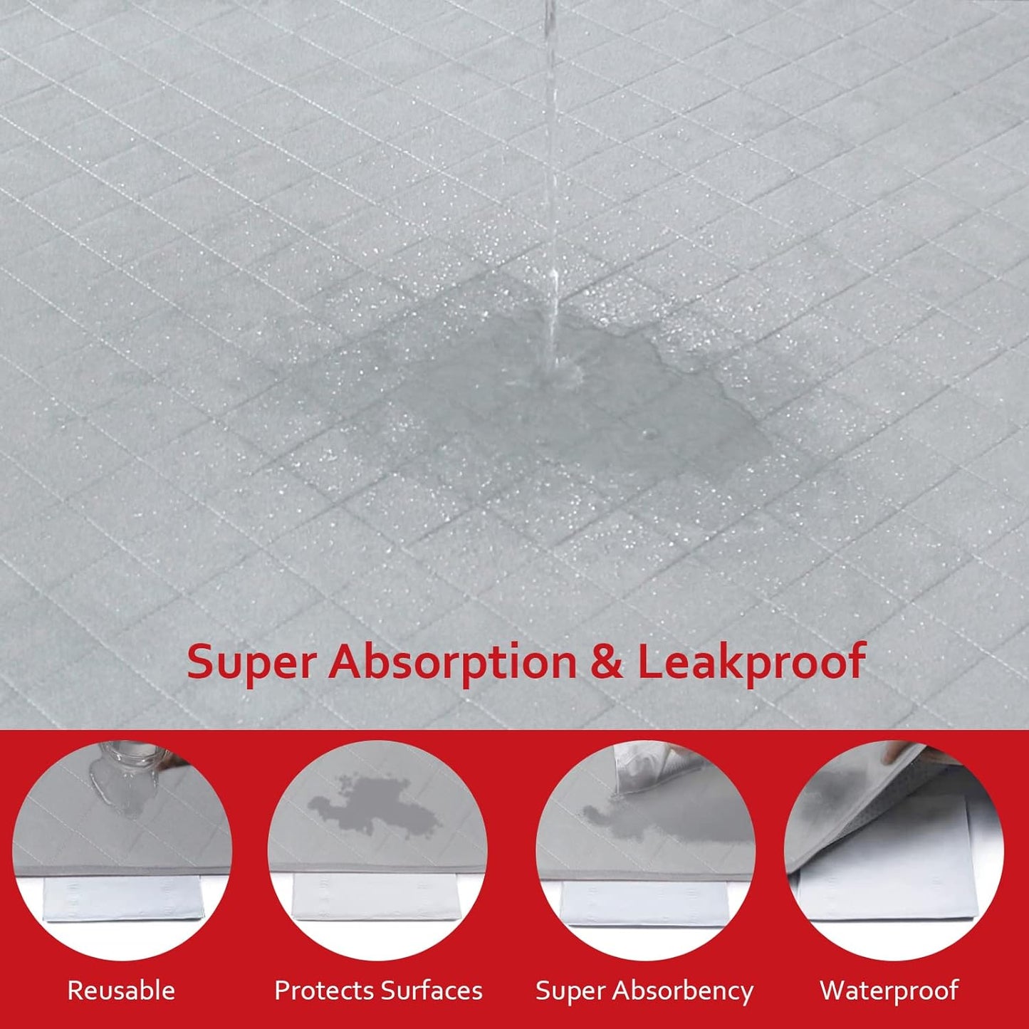 Dog Pee Pads , Waterproof Dog Pads, Non-Slip Whelping Pads, Grey