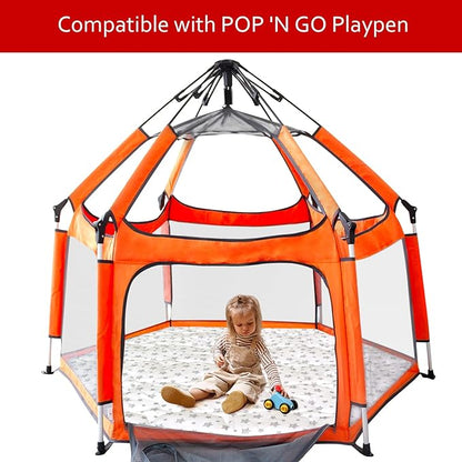 Baby Play Mat | Hexagon Playpen Mat - Compatible with POP 'N GO Baby Playpen, White Star