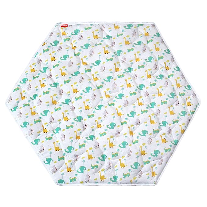 Baby Play Mat | Hexagon Playpen Mat - 52'' x 45'', Padded and Non Slip Activity Mat for Infant & Toddler, Dinosaur - Moonsea Bedding