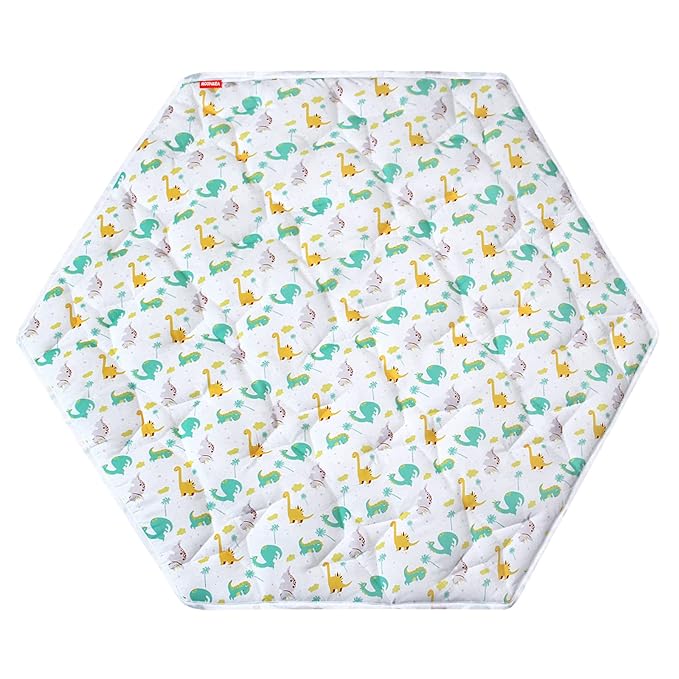 Baby Play Mat | Hexagon Playpen Mat - 52'' x 45'', Padded and Non Slip Activity Mat for Infant & Toddler, Dinosaur - Moonsea Bedding