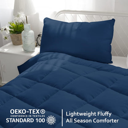Alternative Comforter, Quilted Comforter with Corner Tab, All Season, Lightweight Medium Warmth, Plush Siliconized Fiber Filling, Navy