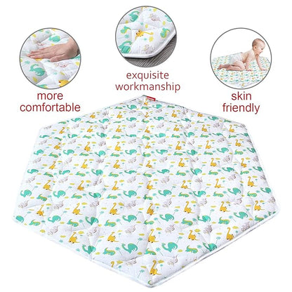 Baby Play Mat | Hexagon Playpen Mat - 52" x 45", Padded and Non-Slip Activity Mat for Infant & Toddler, Dinosaur
