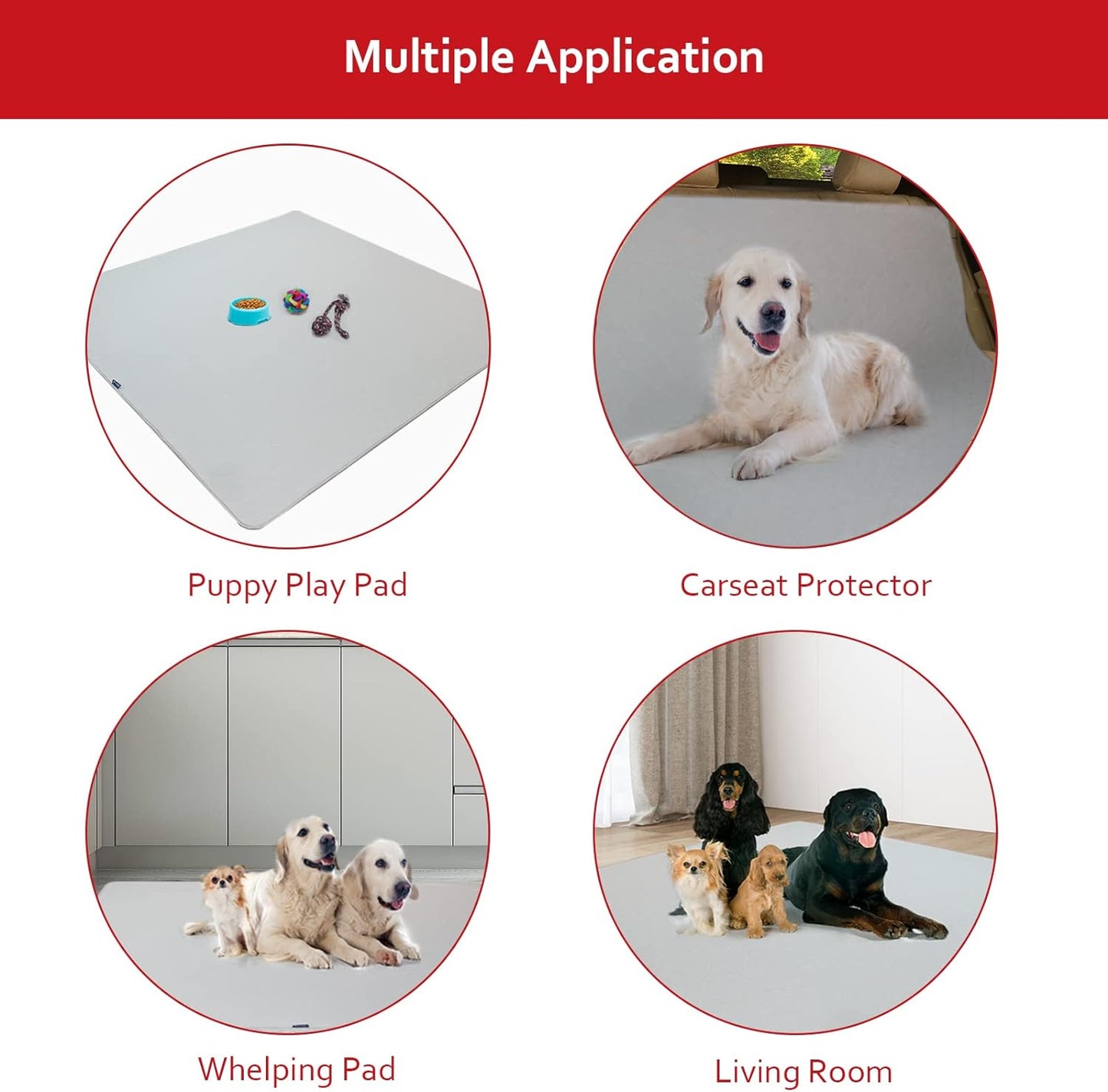Dog Pee Pads , Waterproof Dog Pads, Non-Slip Whelping Pads, Grey