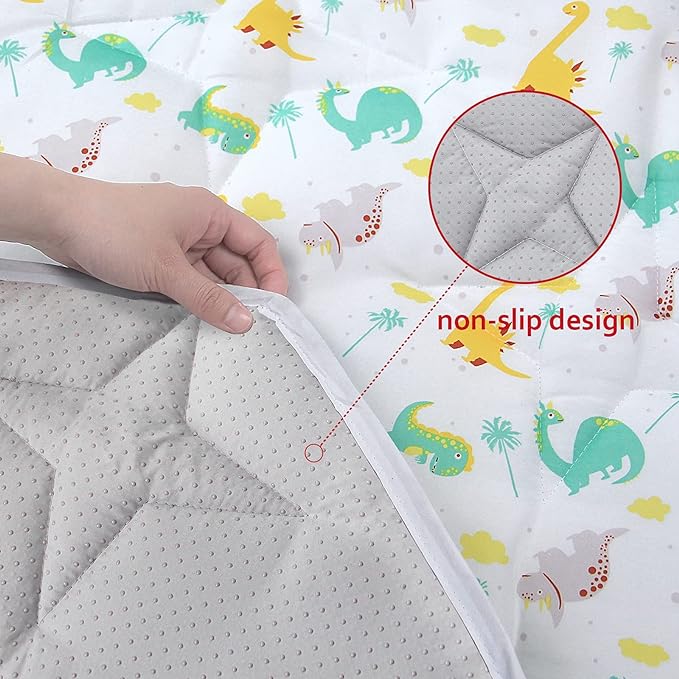 Baby Play Mat | Hexagon Playpen Mat - 52" x 45", Padded and Non-Slip Activity Mat for Infant & Toddler, Dinosaur