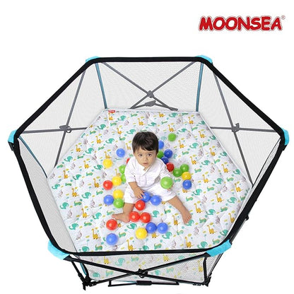 Baby Play Mat | Hexagon Playpen Mat - 52" x 45", Padded and Non-Slip Activity Mat for Infant & Toddler, Dinosaur