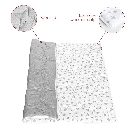 Baby Play Mat | Playpen Mat - Large Padded Tummy Time Activity Mat for Infant & Toddler, White Star
