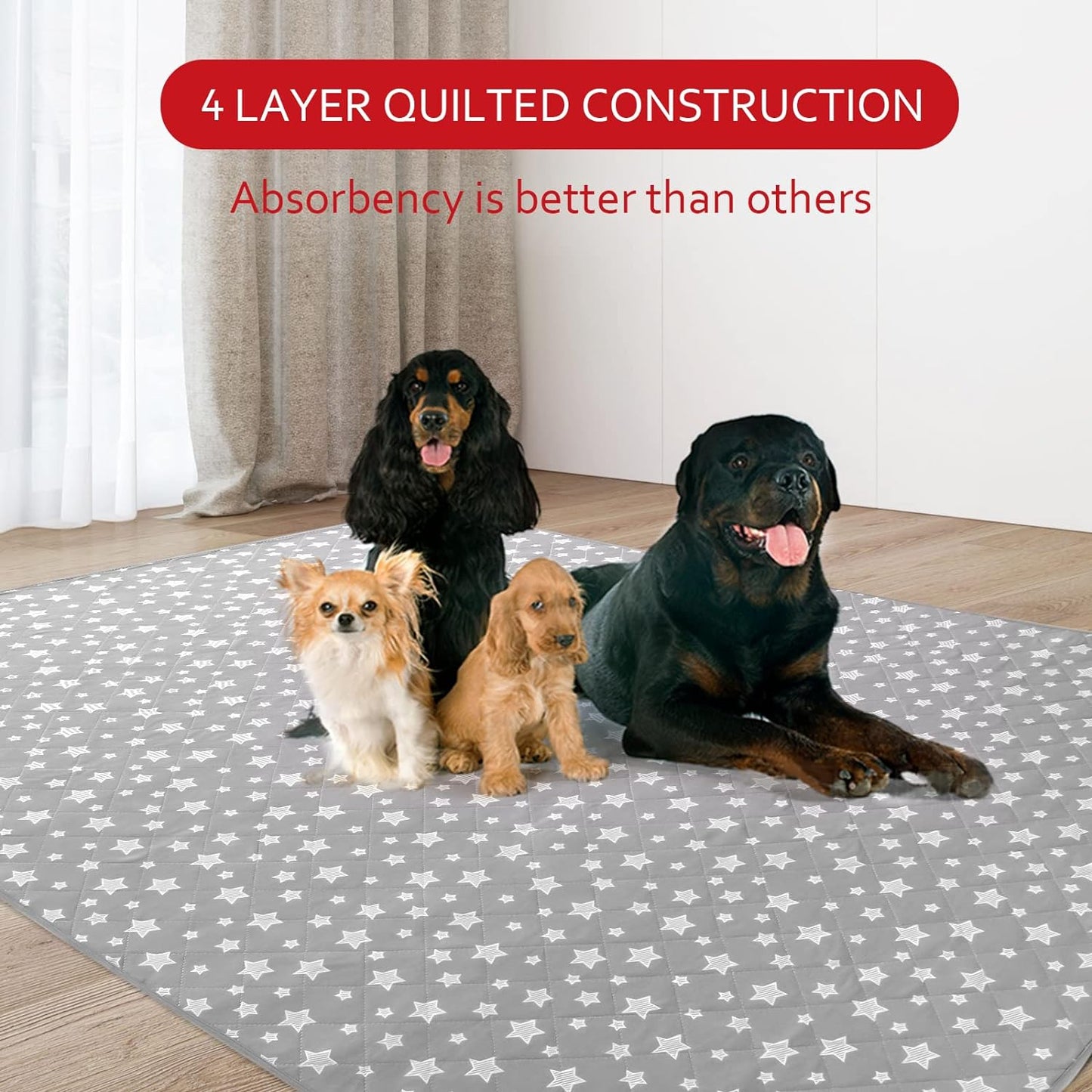 Dog Pee Pads , Waterproof Dog Pads, Non-Slip Whelping Pads, Grey Star