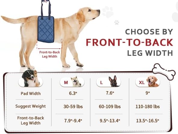 Adjustable Dog Sling Dog Lift Harness for X-Large Dogs, Hind Leg Support Portable Soft Lift Support and Rehab Harness for Weak Rear Legs, for Senior, Injured, Disabled and After Surgery Dogs X-Large