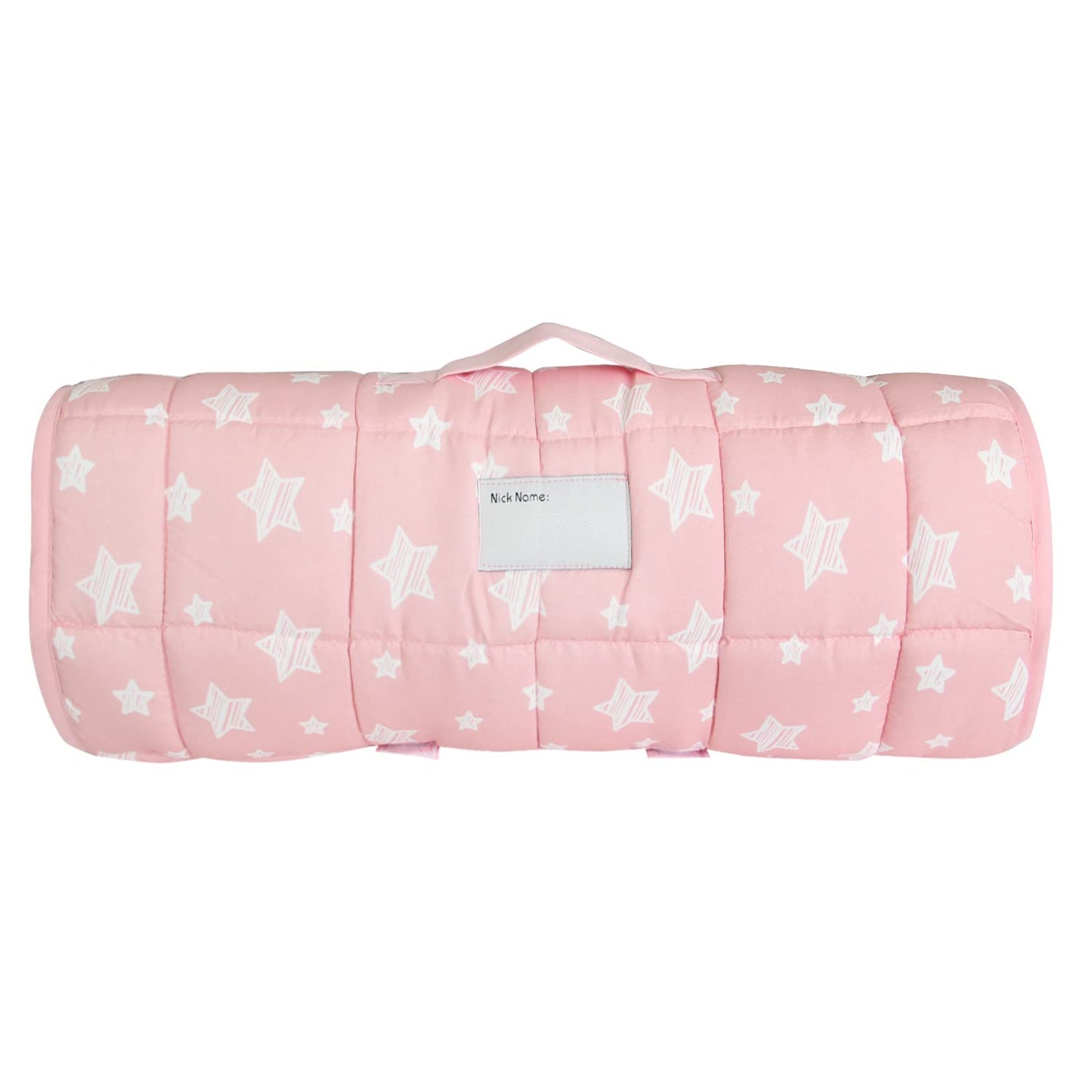 Toddler Nap Mat- Pillow And Fleece Minky Blanket, 21''x50'',Pink Star