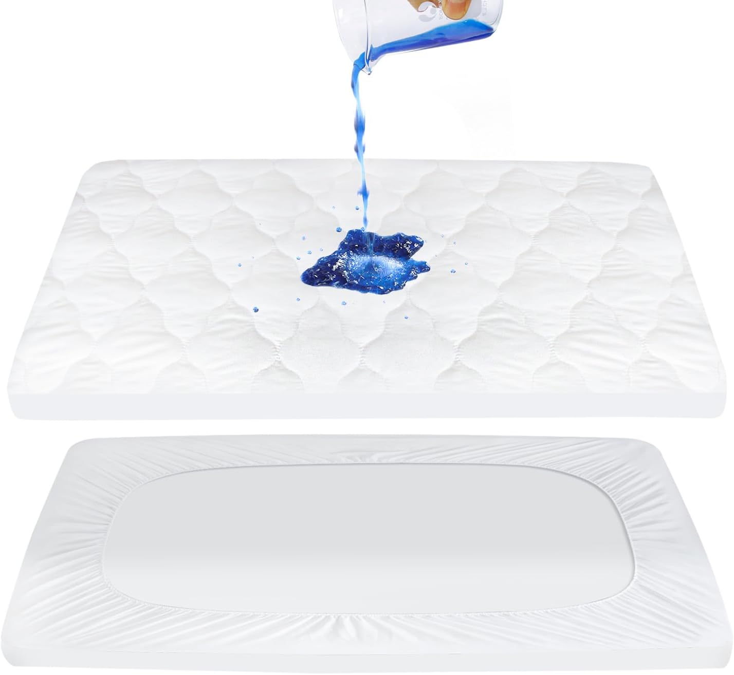 Pack N Play Mattress Pad Cover/ Protector - Ultra-Soft Microfiber, Waterproof, White (for Standard Playpen/ Mini Crib) - Moonsea Bedding