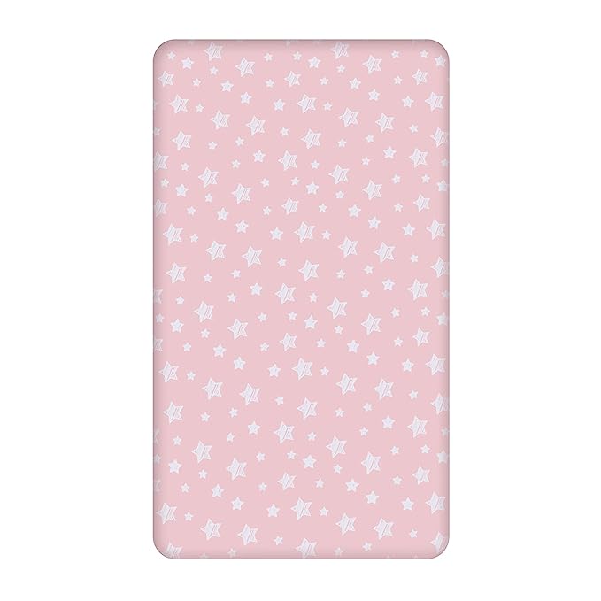 Crib Sheets - Fit For Standard Crib, Microfiber, Pink Star
