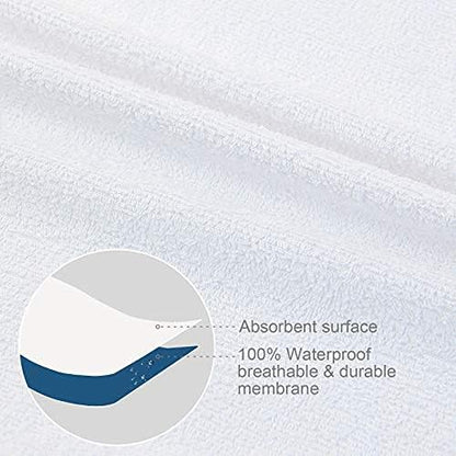 Waterproof Cotton Terry Pillow Protectors with Zipper, 4 Pack,White