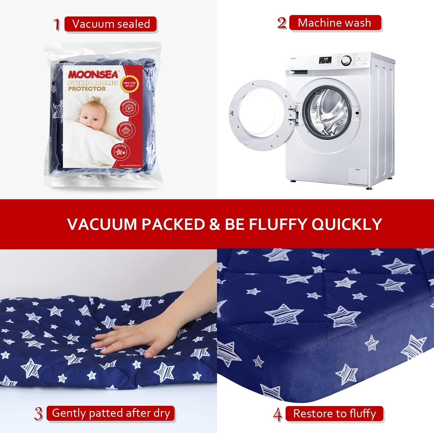 Pack n Play Sheet Quilted | Mini Crib Sheet - Pack and Play Mattress Pad Cover, Ultra-Soft Microfiber, Fits Graco Pack and Play, Navy Star
