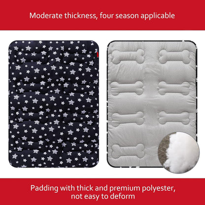 Dog Crate Mat- Soft ,Star Prints, Anti-Slip Bottom, Machine Washable, 2 Pack, Black Star