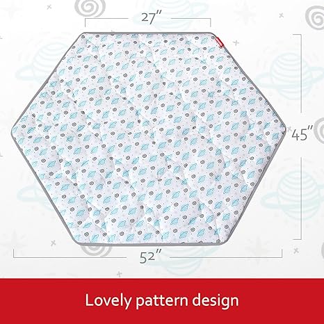 Baby Play Mat | Hexagon Playpen Mat - 52" x 45", Padded and Non-Slip Activity Mat for Infant & Toddler, Planet