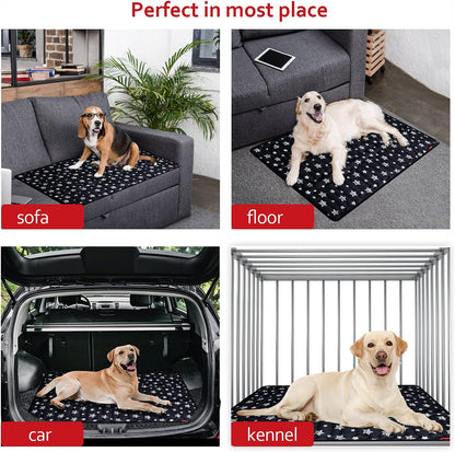 Dog Crate Mat- Soft ,Star Prints, Anti-Slip Bottom, Machine Washable, 2 Pack, Black Star
