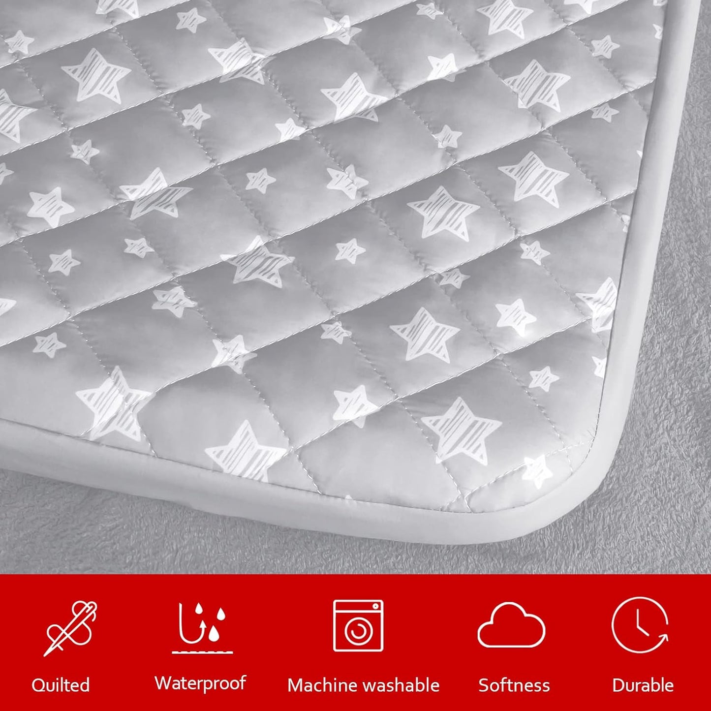Dog Bed Covers, Waterproof Dog Bed Covers Dog Pillow Cover Quilted, for Dog/Cat, Microfiber,Grey Star