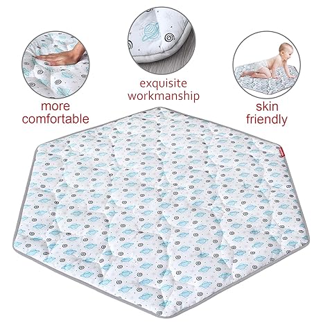 Baby Play Mat | Hexagon Playpen Mat - 52" x 45", Padded and Non-Slip Activity Mat for Infant & Toddler, Planet