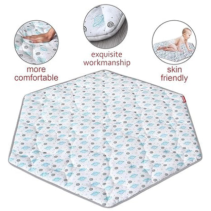 Baby Play Mat | Hexagon Playpen Mat - 52" x 45", Padded and Non-Slip Activity Mat for Infant & Toddler, Planet