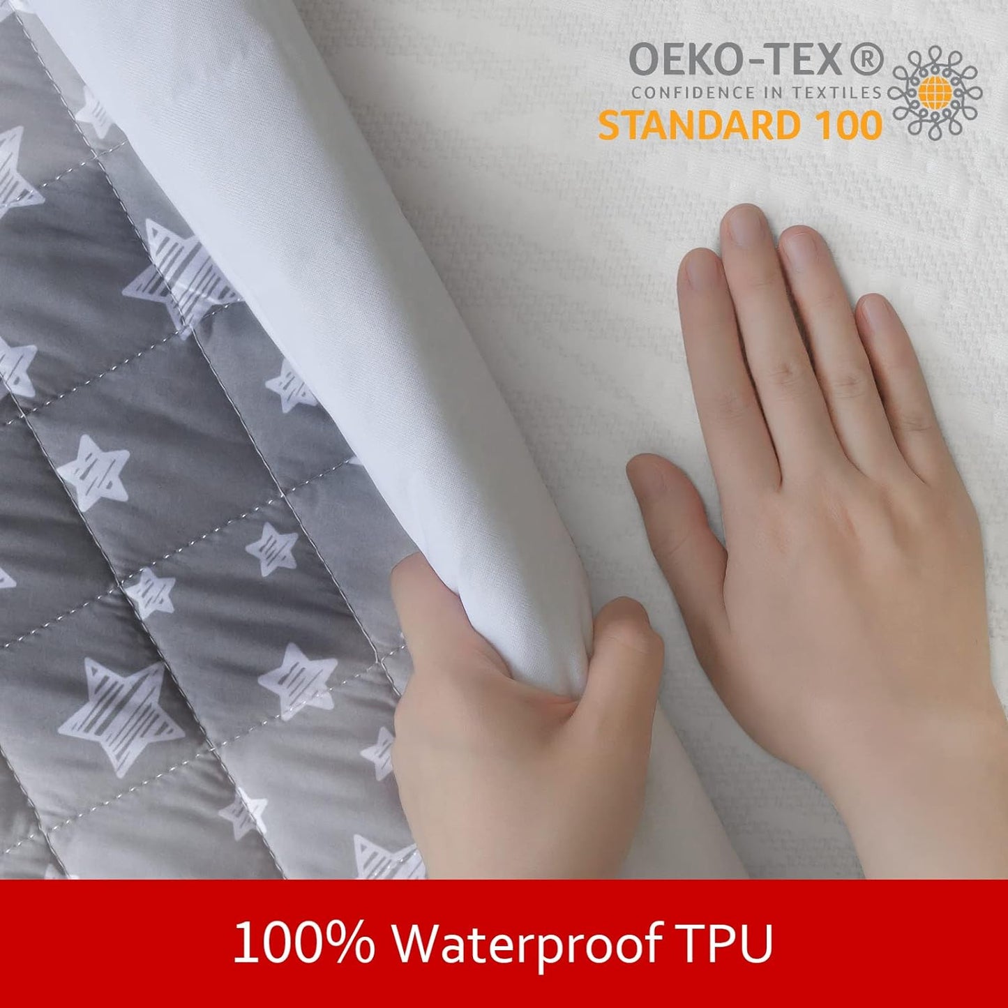 Dog Bed Covers, Waterproof Dog Bed Covers Dog Pillow Cover Quilted, for Dog/Cat, Microfiber,Grey Star