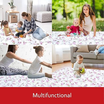 Baby Play Mat | Playpen Mat - Large Padded Tummy Time Activity Mat for Infant & Toddler, Floral