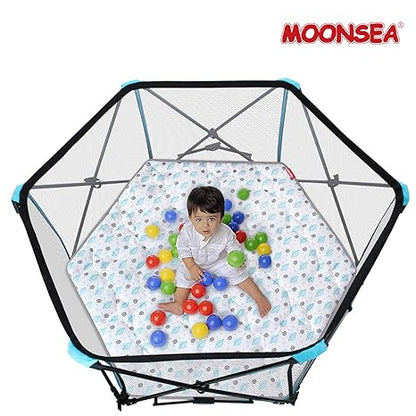 Baby Play Mat | Hexagon Playpen Mat - 52" x 45", Padded and Non-Slip Activity Mat for Infant & Toddler, Planet