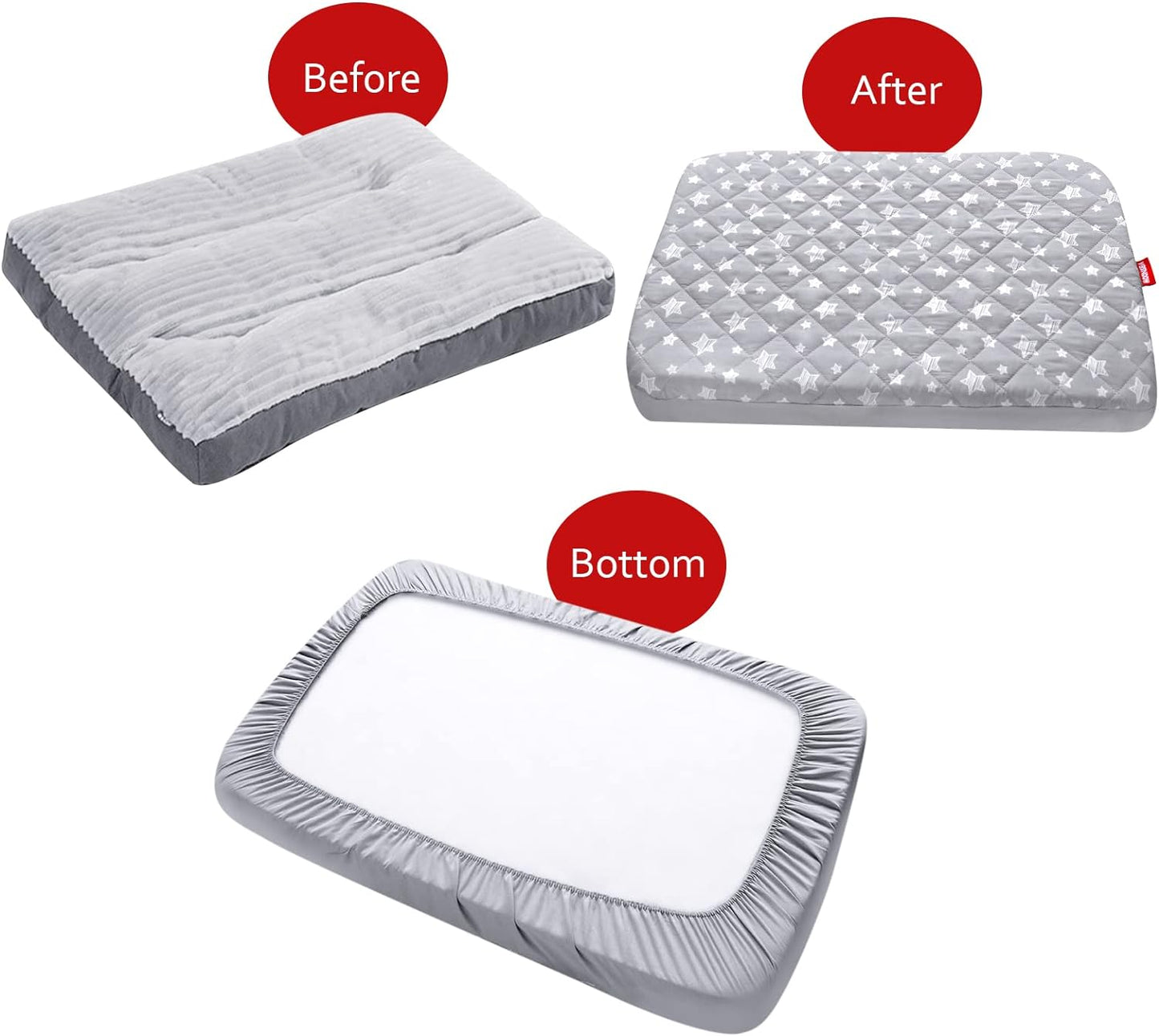 Dog Bed Covers, Waterproof Dog Bed Covers Dog Pillow Cover Quilted, for Dog/Cat, Microfiber,Grey Star