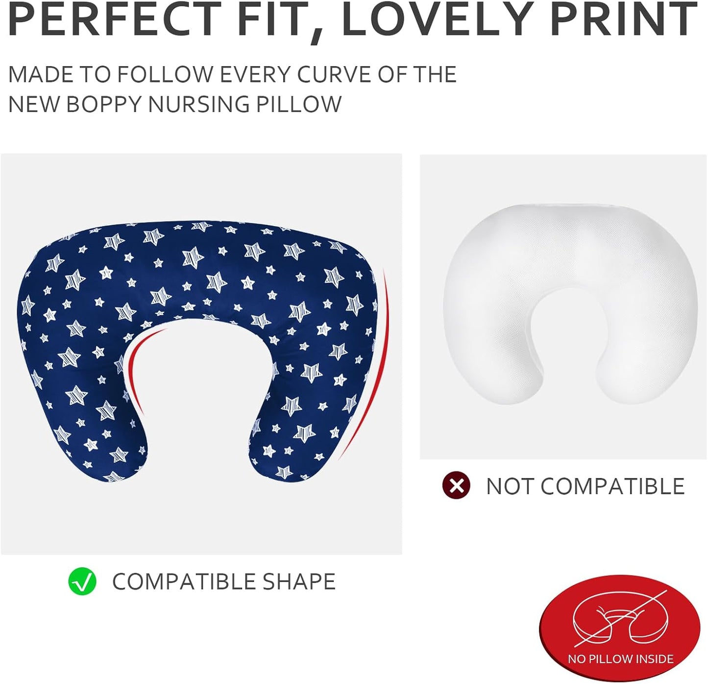 2 Pack Nursing Pillow Cover Compatible with New Boppy Nursing Pillow | Ultra Soft & Stretchy Microfiber Feeding Pillow Cover, Breastfeeding Pillow Cover for Baby Boys and Girls (Cover Only)