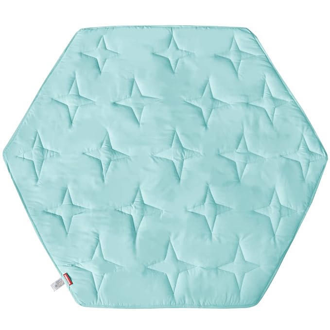 Hexagon Play Mat | Playpen Mat - 52'' x 45'', Padded and Non Slip Activity Mat for Infant & Toddler, Blue - Moonsea Bedding