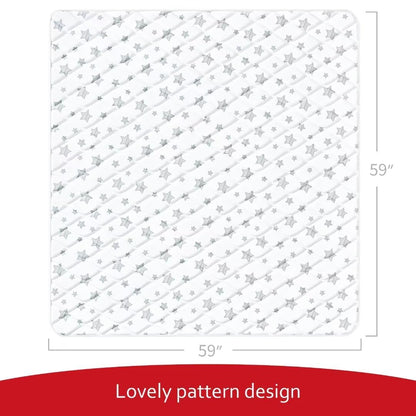 Premium Foam Baby Play Mat | Playpen Mat - Square 59" x 59", Thicker and Non-Toxic Crawling Mat for Infant & Toddler, White Stars