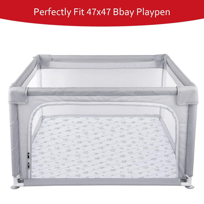 Premium Foam Baby Play Mat | Playpen Mat - Square 47" x 47", Thicker and Non-Toxic Crawling Mat for Infant & Toddler, White Star