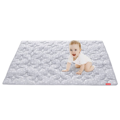 Baby Play Mat | Playpen Mat - 78.5" x 55", Large Padded Tummy Time Activity Mat for Infant & Toddler, Grey Star - Moonsea Bedding