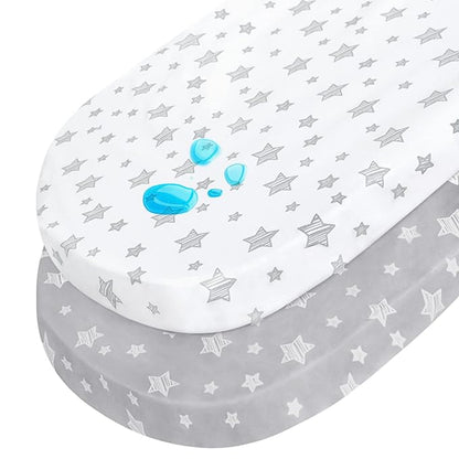 Bassinet Sheet, Compatible with Dream On Me Karley / Lacy & Fisher-Price & Baby Delight Snuggle Nest Bassinet, 30''x 15'', 2 Pack, Microfiber