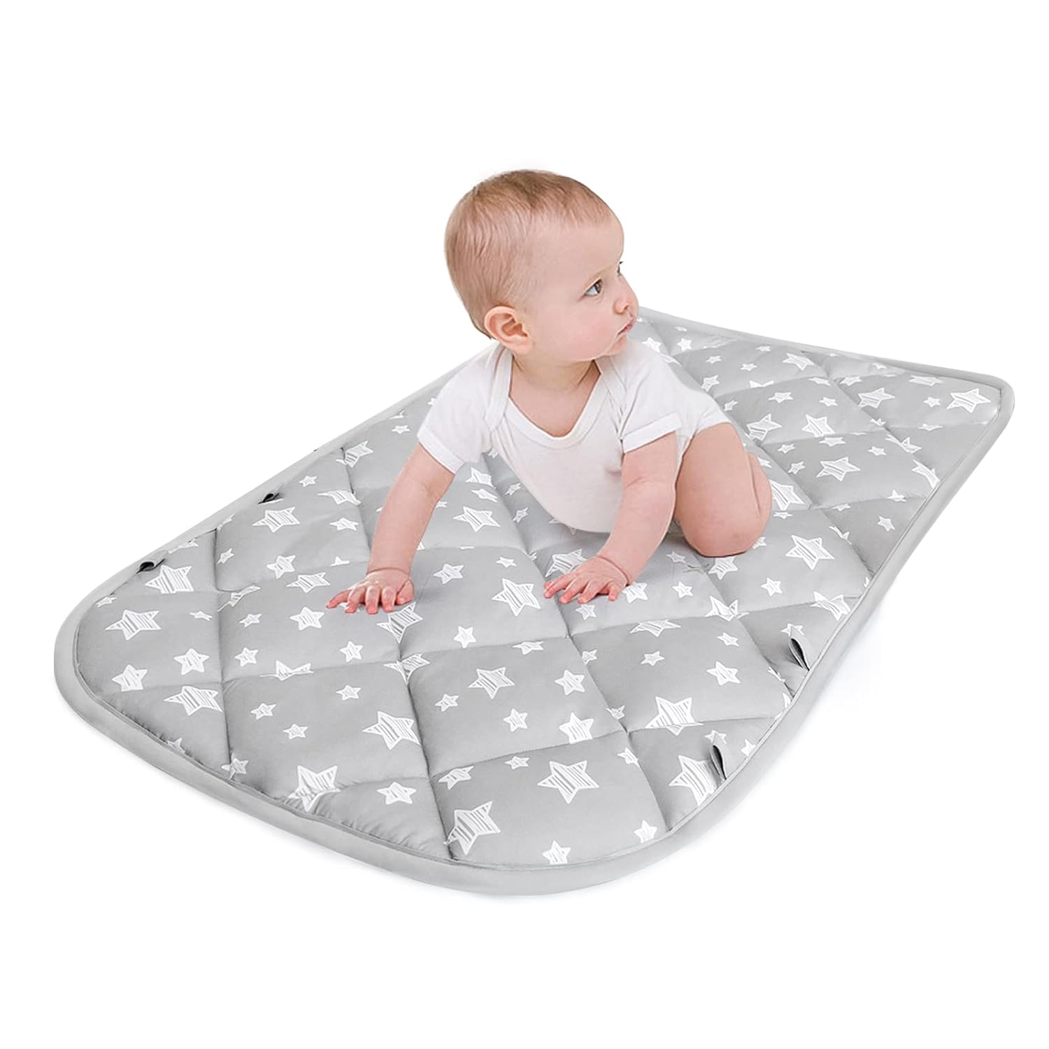 Baby Play Mat - Compatible with Fisher-Price Deluxe Kick 'n Play Piano Gym, Grey Star - Moonsea Bedding
