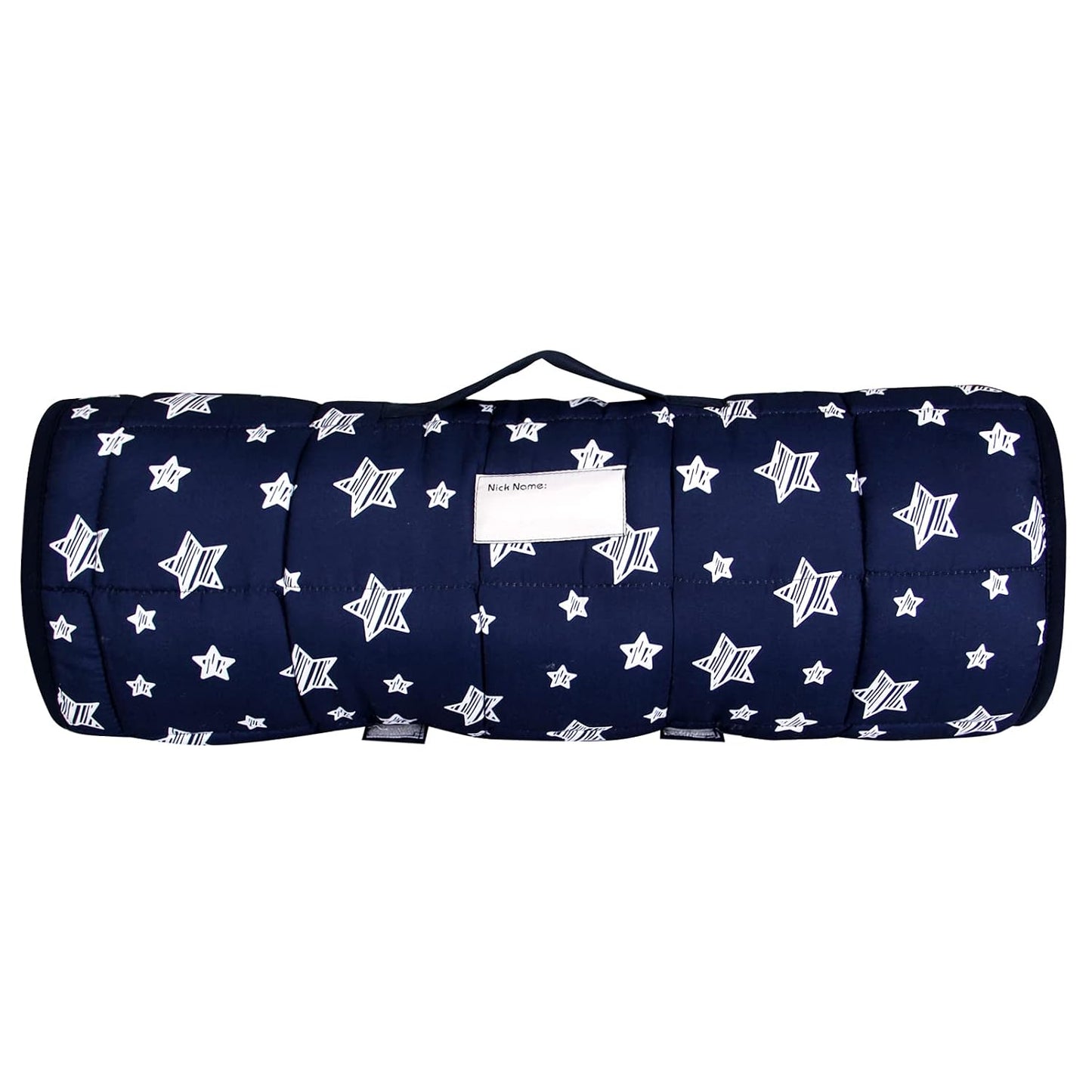 Toddler Nap Mat- Pillow And Fleece Minky Blanket, 21''x50'',Navy Star