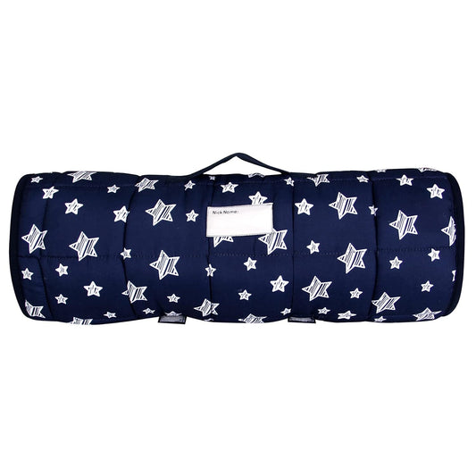 Toddler Nap Mat- Pillow And Fleece Minky Blanket, 21''x50'',Navy Star