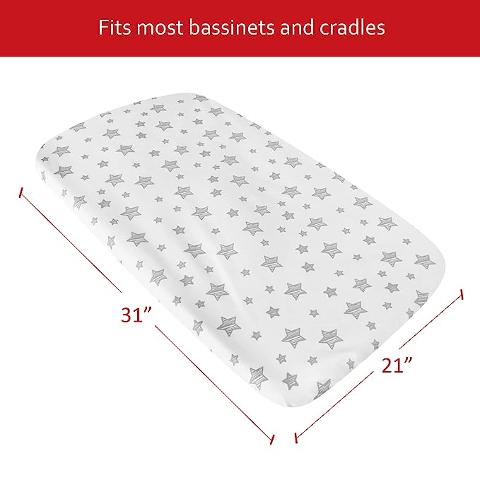 Bassinet Sheet, Compatible with Graco Travel Lite Crib, 31''x 21'', 2 Pack, Microfiber
