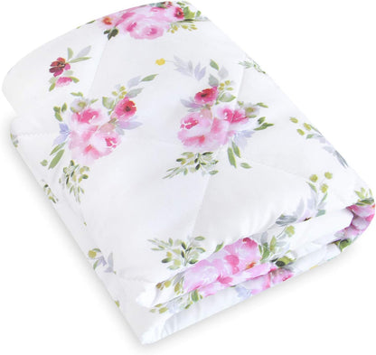 Pack n Play Sheet Quilted | Mini Crib Sheet - Pack and Play Mattress Pad Cover, Ultra-Soft Microfiber, Fits Graco Pack and Play, Floral