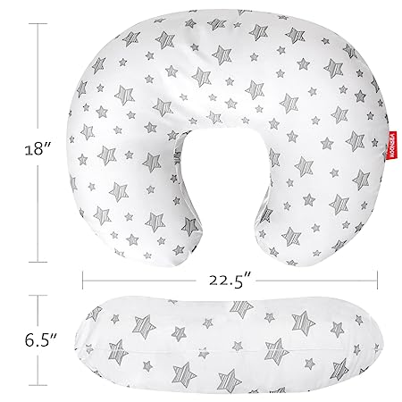 Nursing Pillow Cover, Snug Fits Boppy Nursing Pillows, White, Star Print