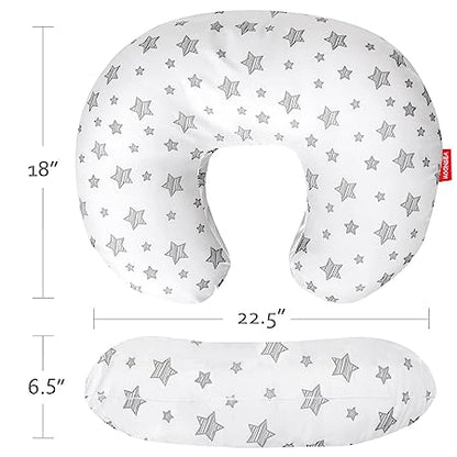 Nursing Pillow Cover, Snug Fits Boppy Nursing Pillows, White, Star Print